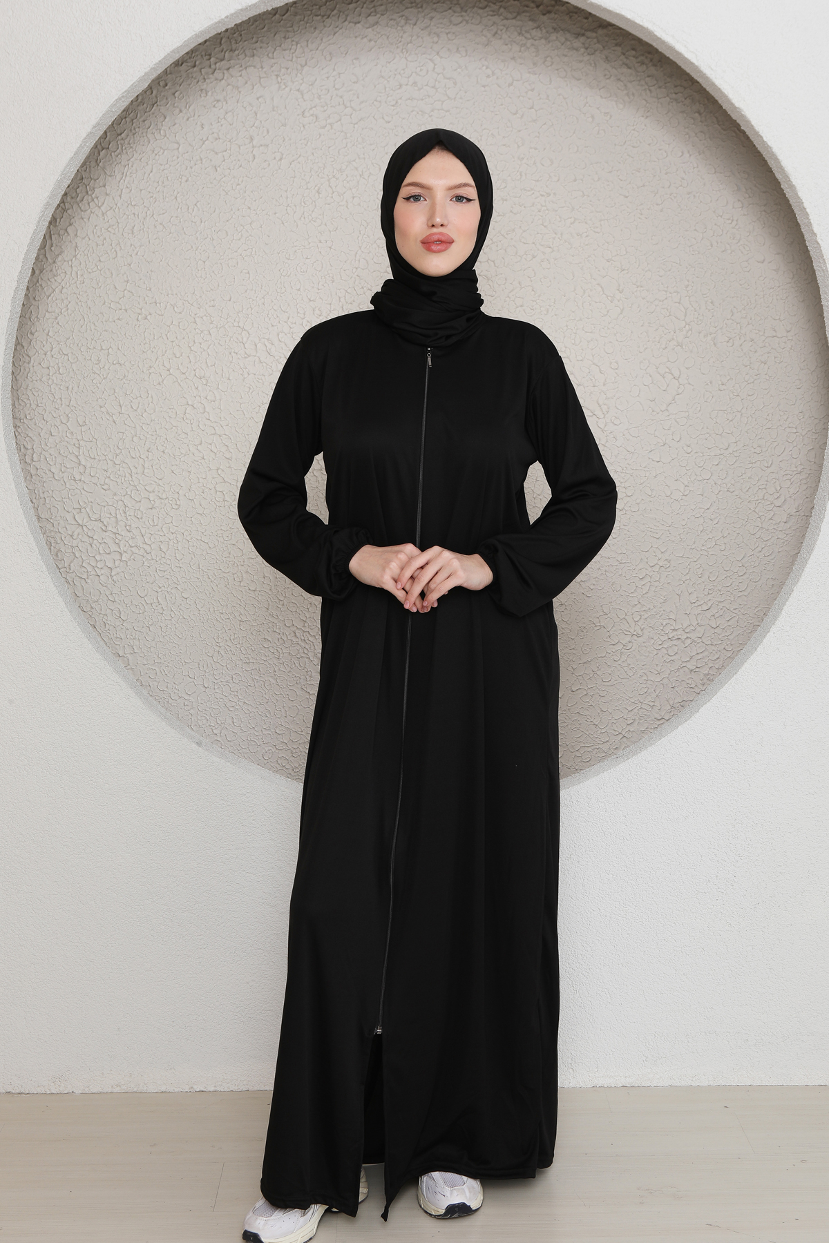 Fermuarlı Şallı Kadın Namaz Elbisesi