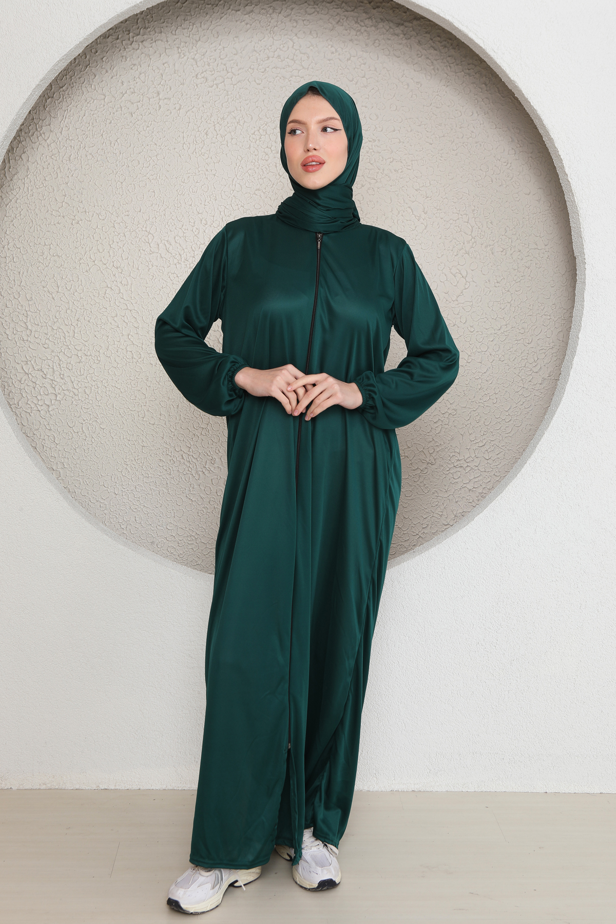 Fermuarlı Şallı Kadın Namaz Elbisesi