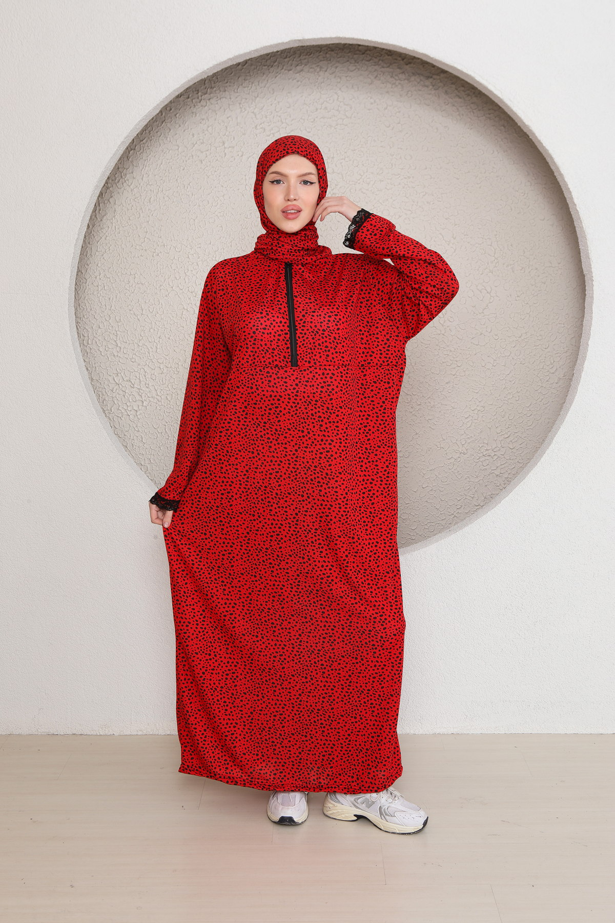 Yarım fermuarlı Şallı Kadın Namaz Elbisesi
