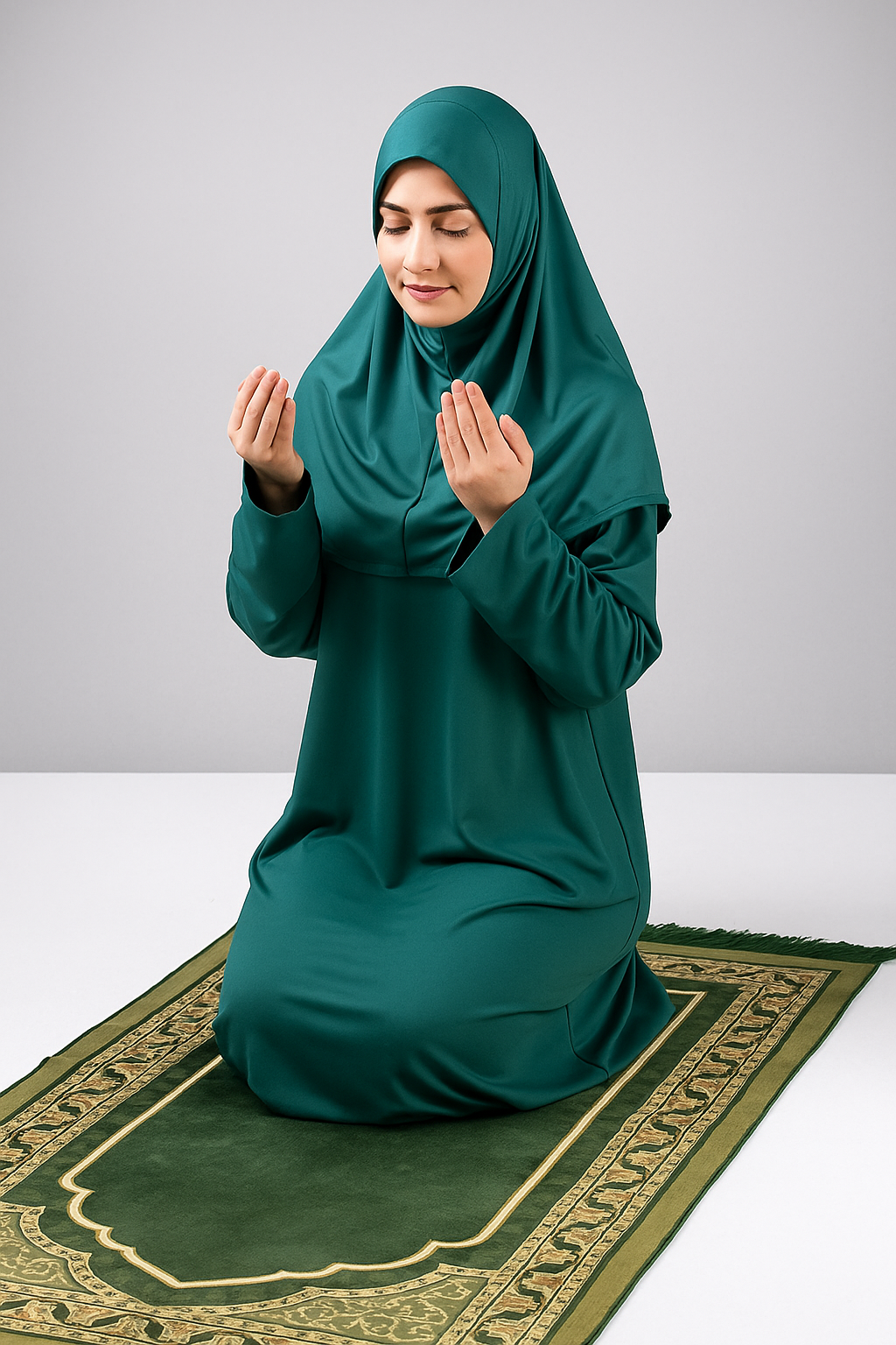 Tek parça başörtülü namaz elbisesi YEŞİL