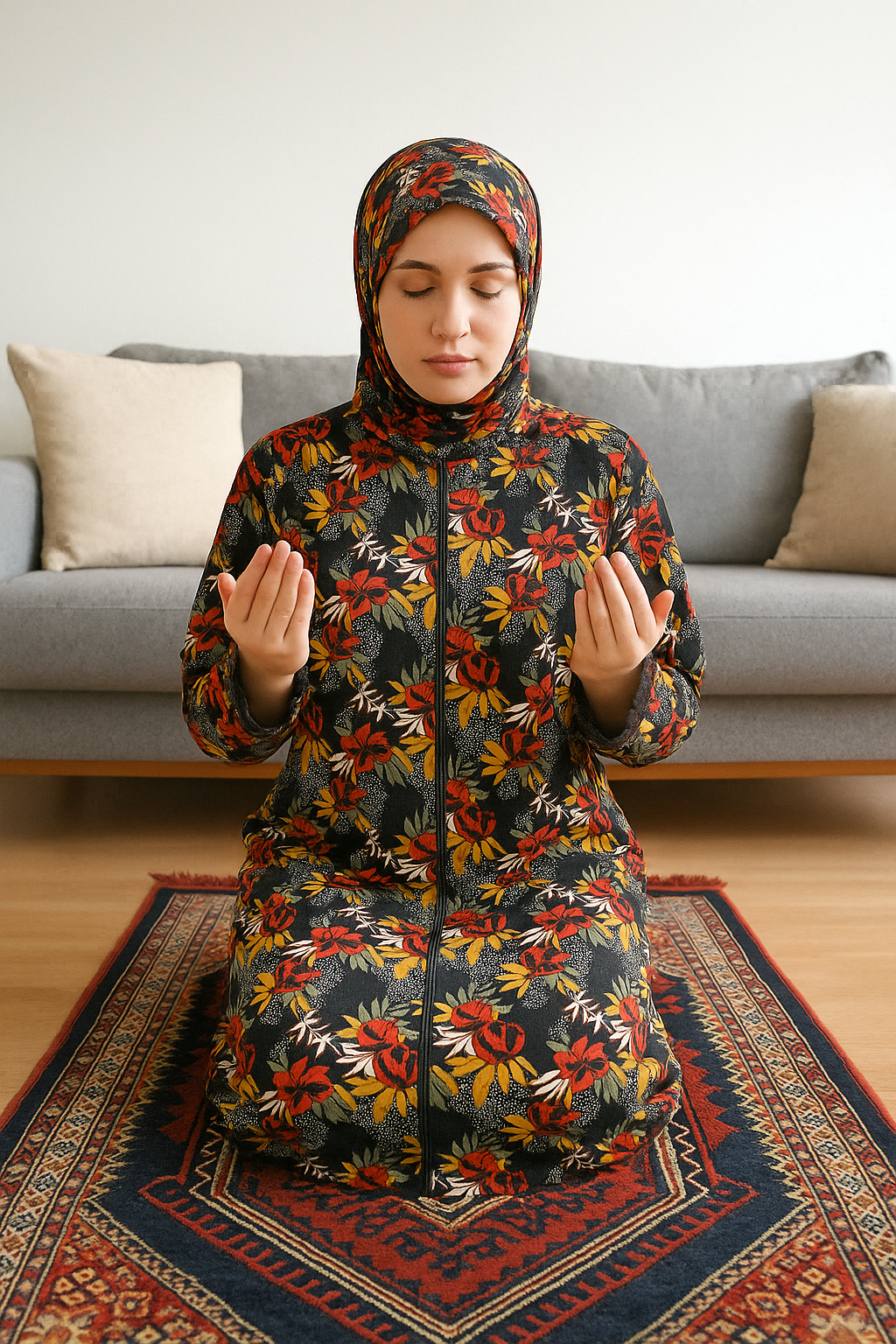 fermuarlı Şallı Kadın Namaz Elbisesi