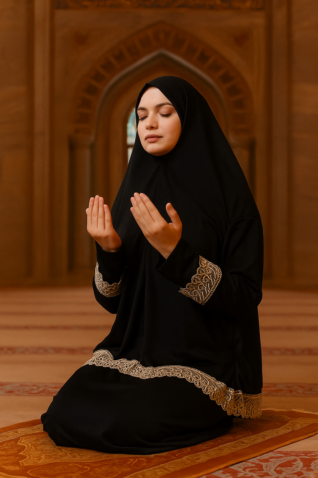 İki Parça Etekli Kadın Namaz Elbisesi SİYAH 