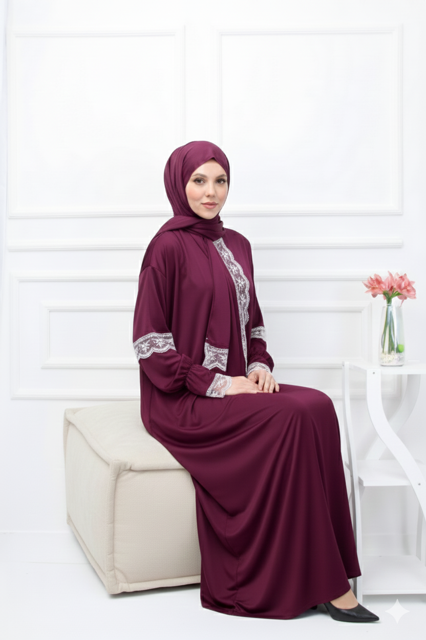 Tek Parça Başörtülü Kadın Namaz Elbisesi