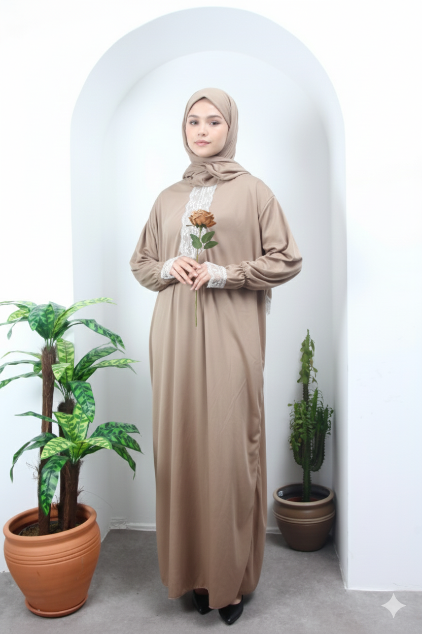 Tek Parça Başörtülü Kadın Namaz Elbisesi