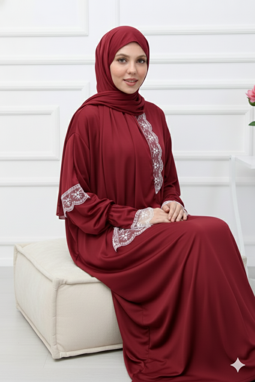 Tek Parça Başörtülü Kadın Namaz Elbisesi