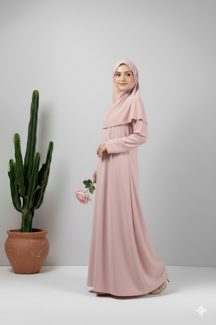 Tek Parça Başörtülü Kadın Namaz Elbisesi