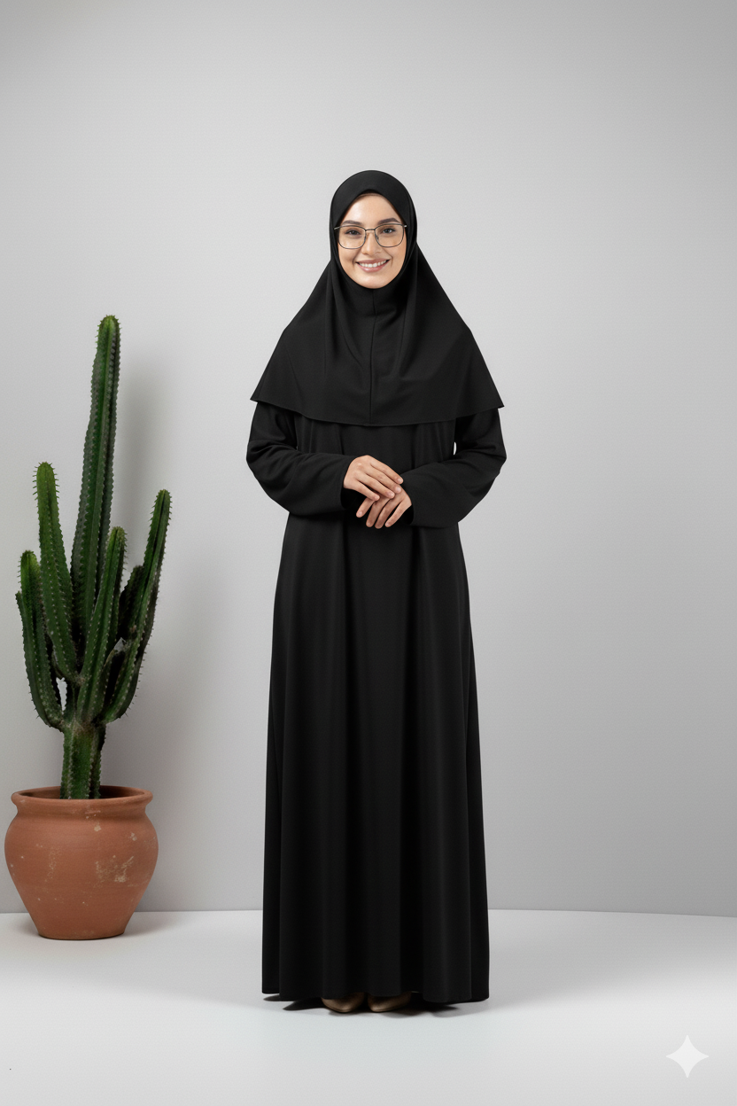 Tek Parça Başörtülü Kadın Namaz Elbisesi