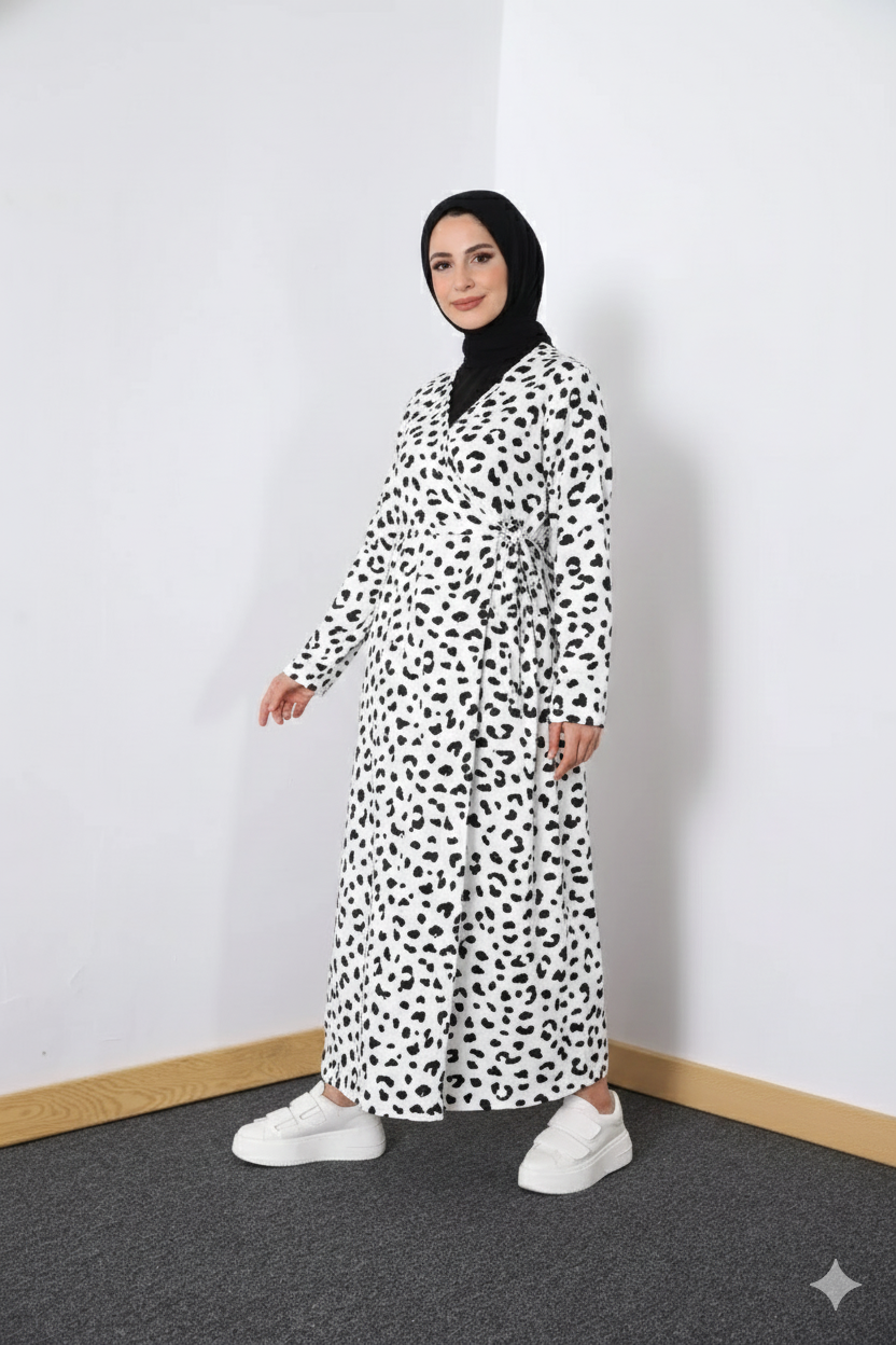 Yandan bağcıklı kruvaze namaz elbisesi 