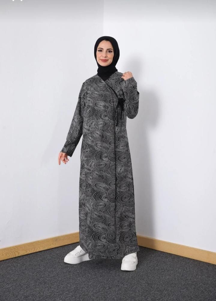 Yandan bağcıklı kruvaze namaz elbisesi 