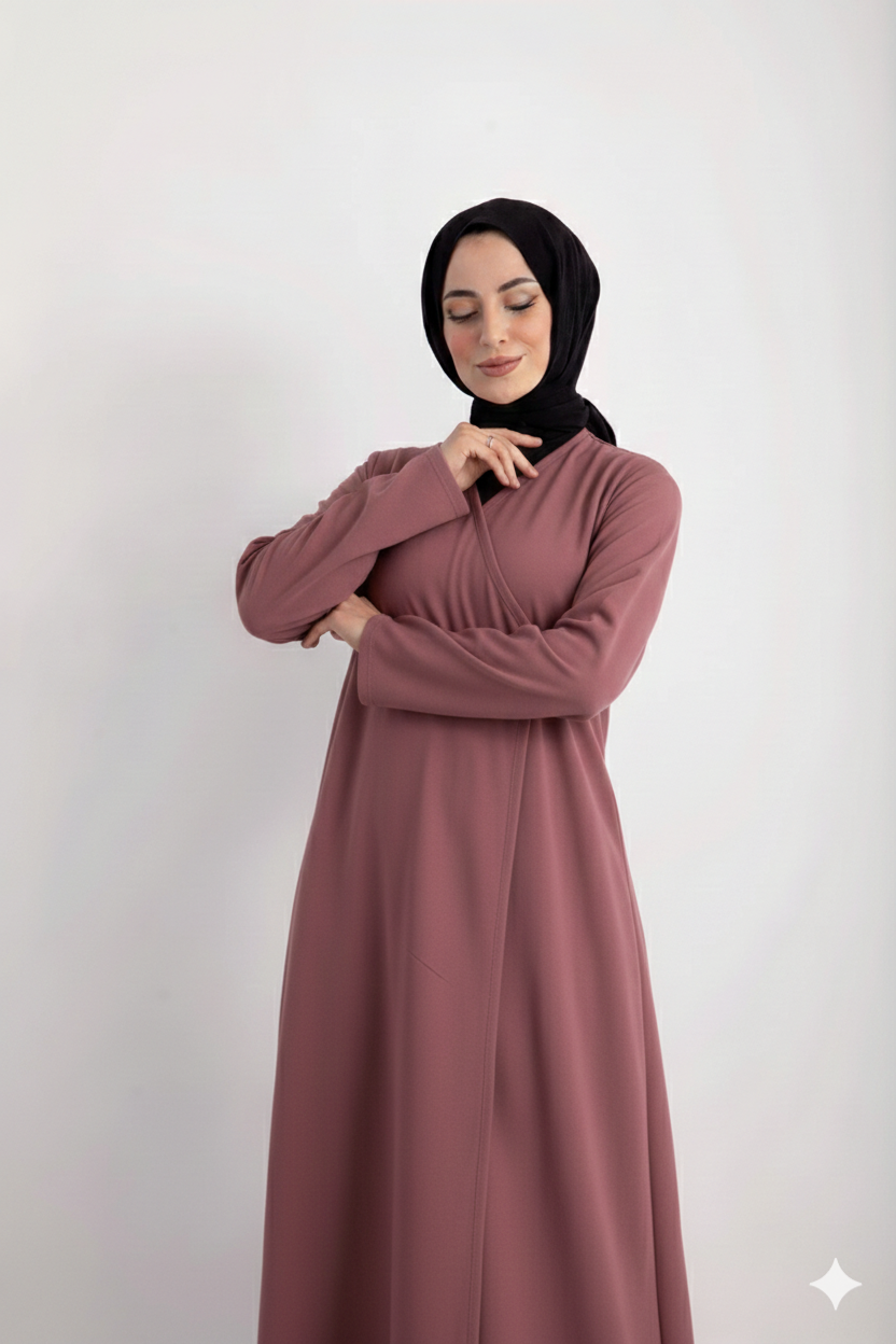 Yandan bağcıklı kruvaze namaz elbisesi 