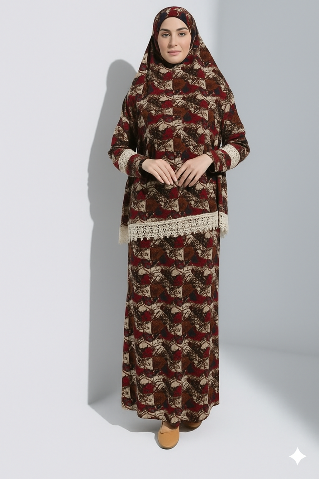 İki Parça Etekli Kadın Namaz Elbisesi Modern sade