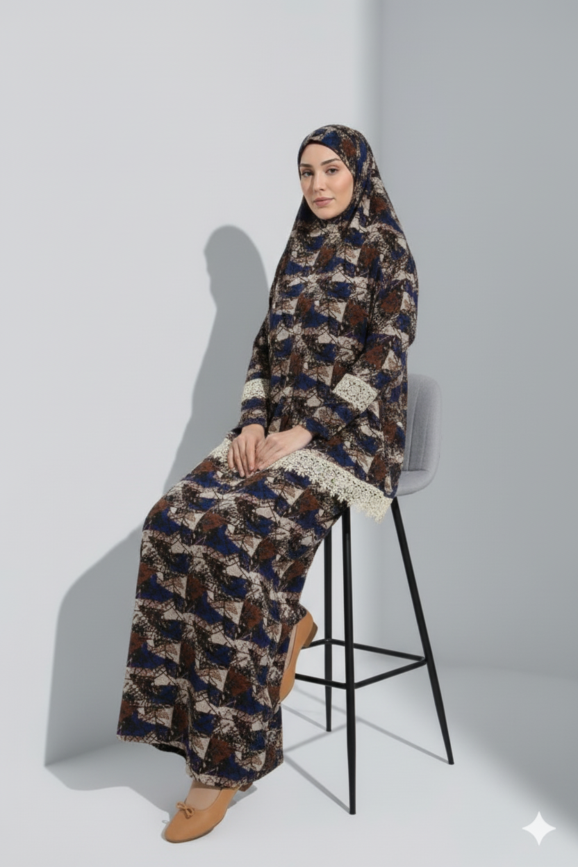 İki Parça Etekli Kadın Namaz Elbisesi Modern sade