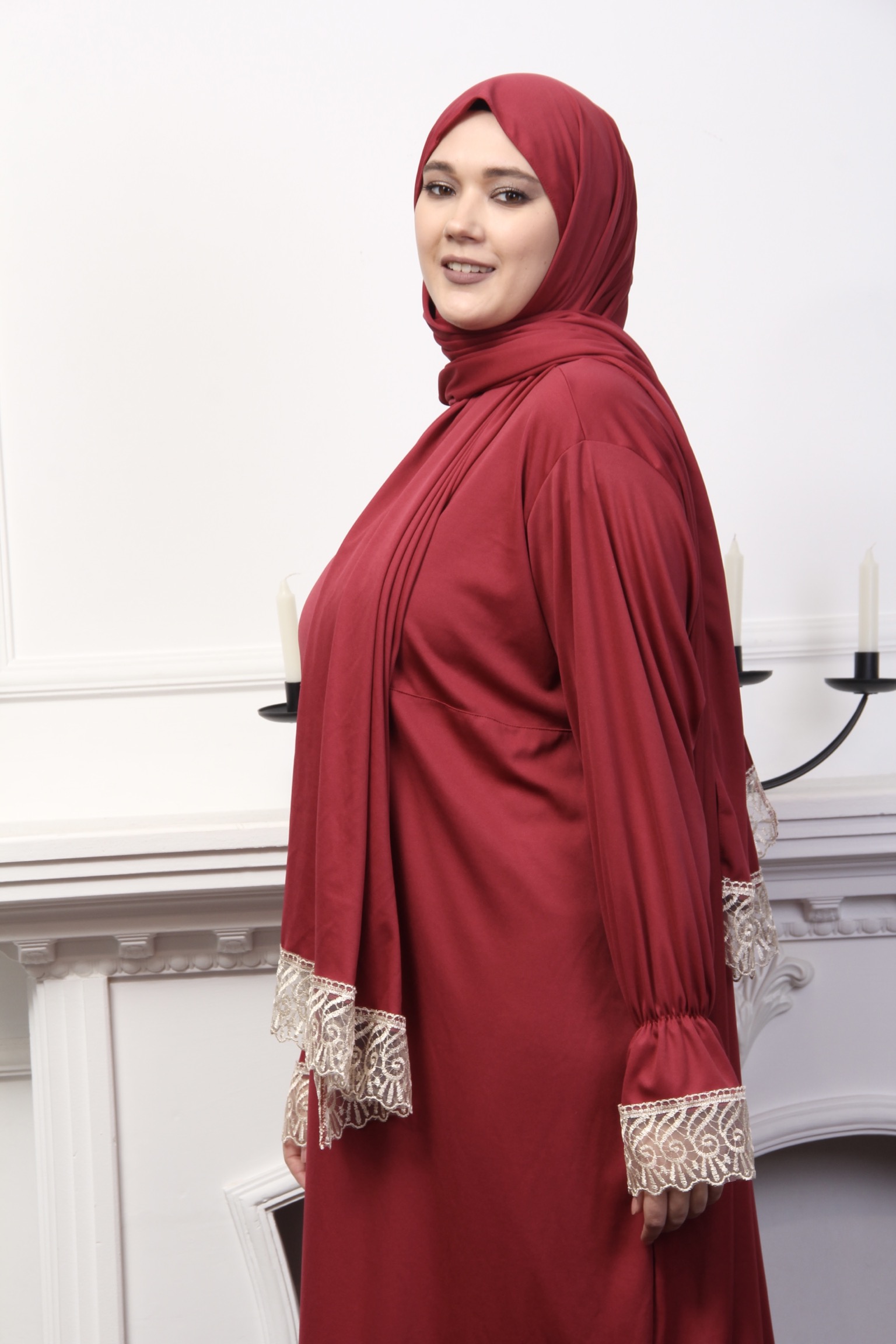 Yarım fermuarlı namaz elbisesi