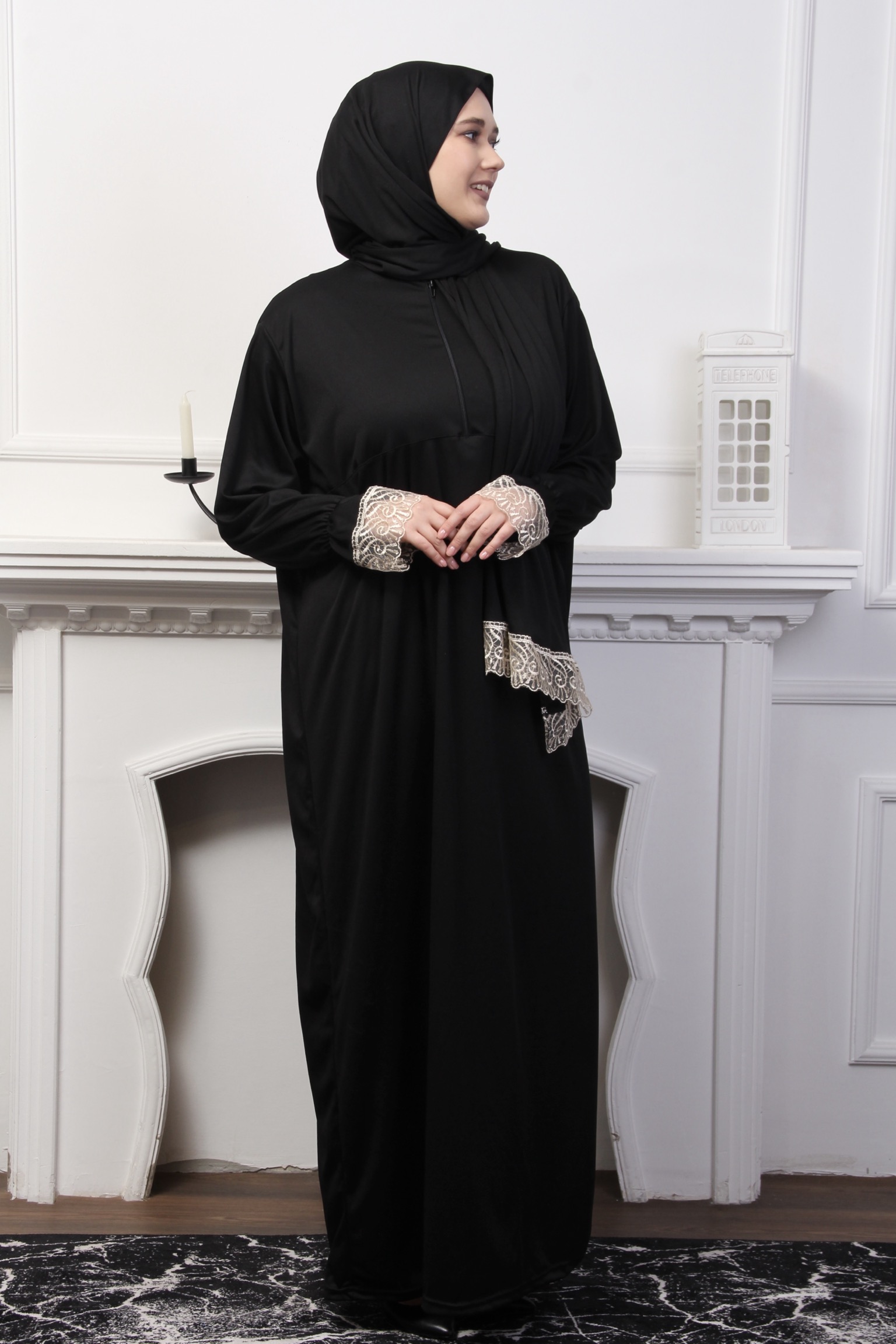 Yarım fermuarlı namaz elbisesi