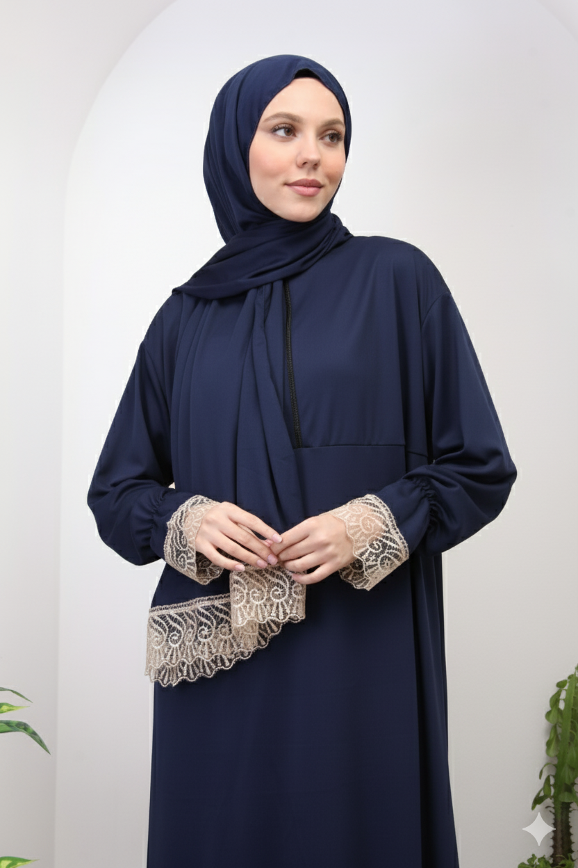 Yarım fermuarlı namaz elbisesi