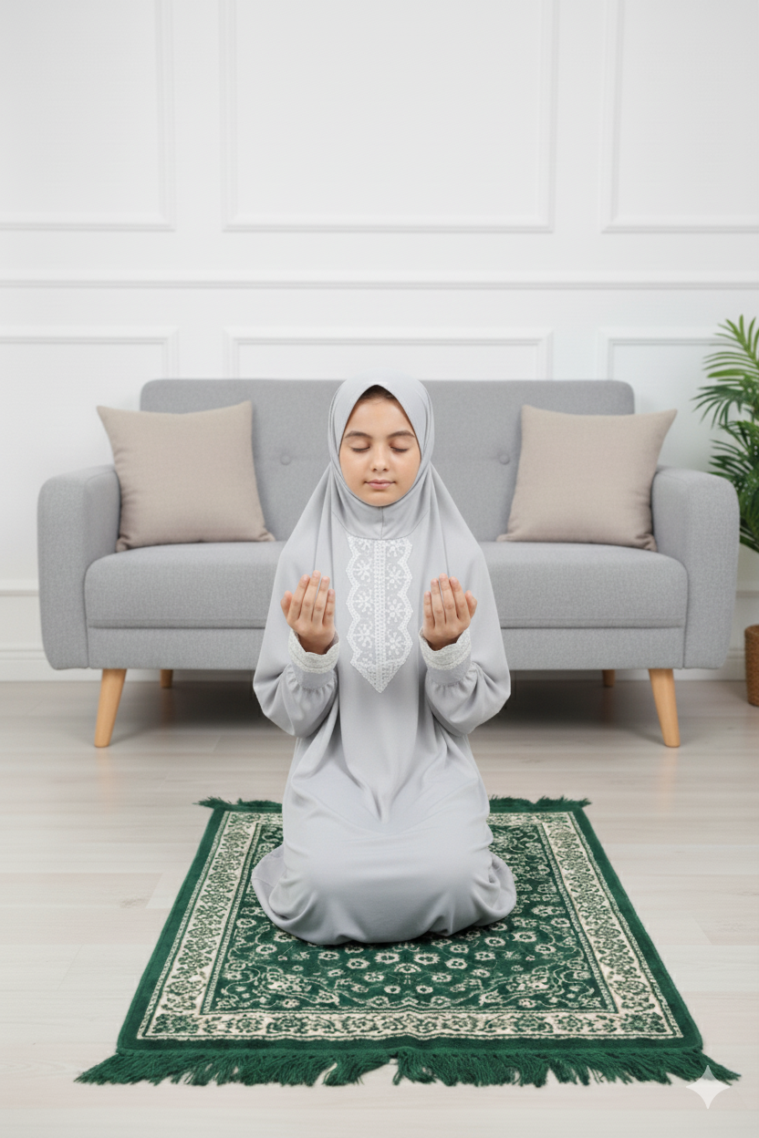 Kız çocuk-genç şallı düz renk namazlık 