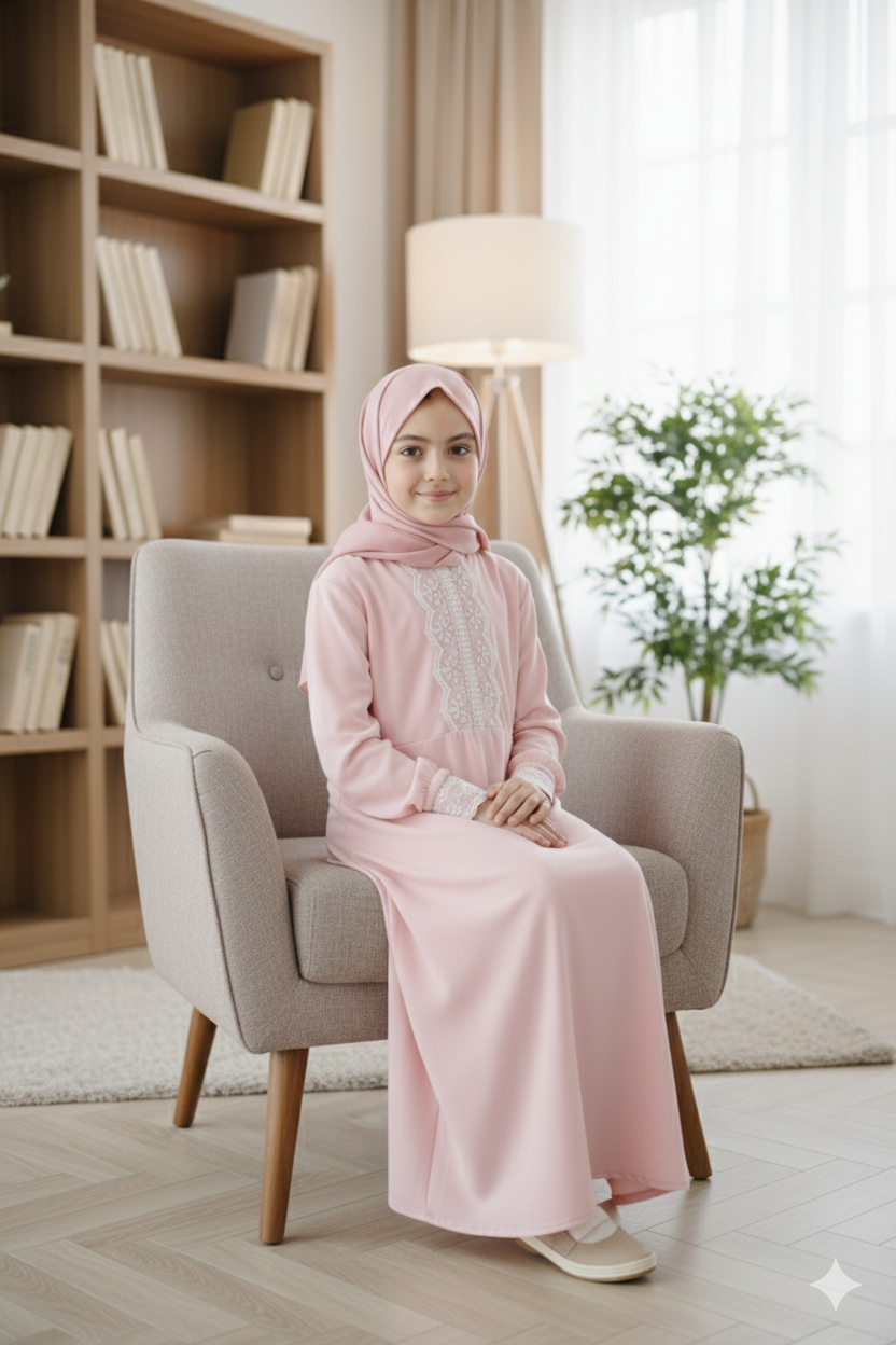 Çocuk Genç şallı dantelli namazlık 