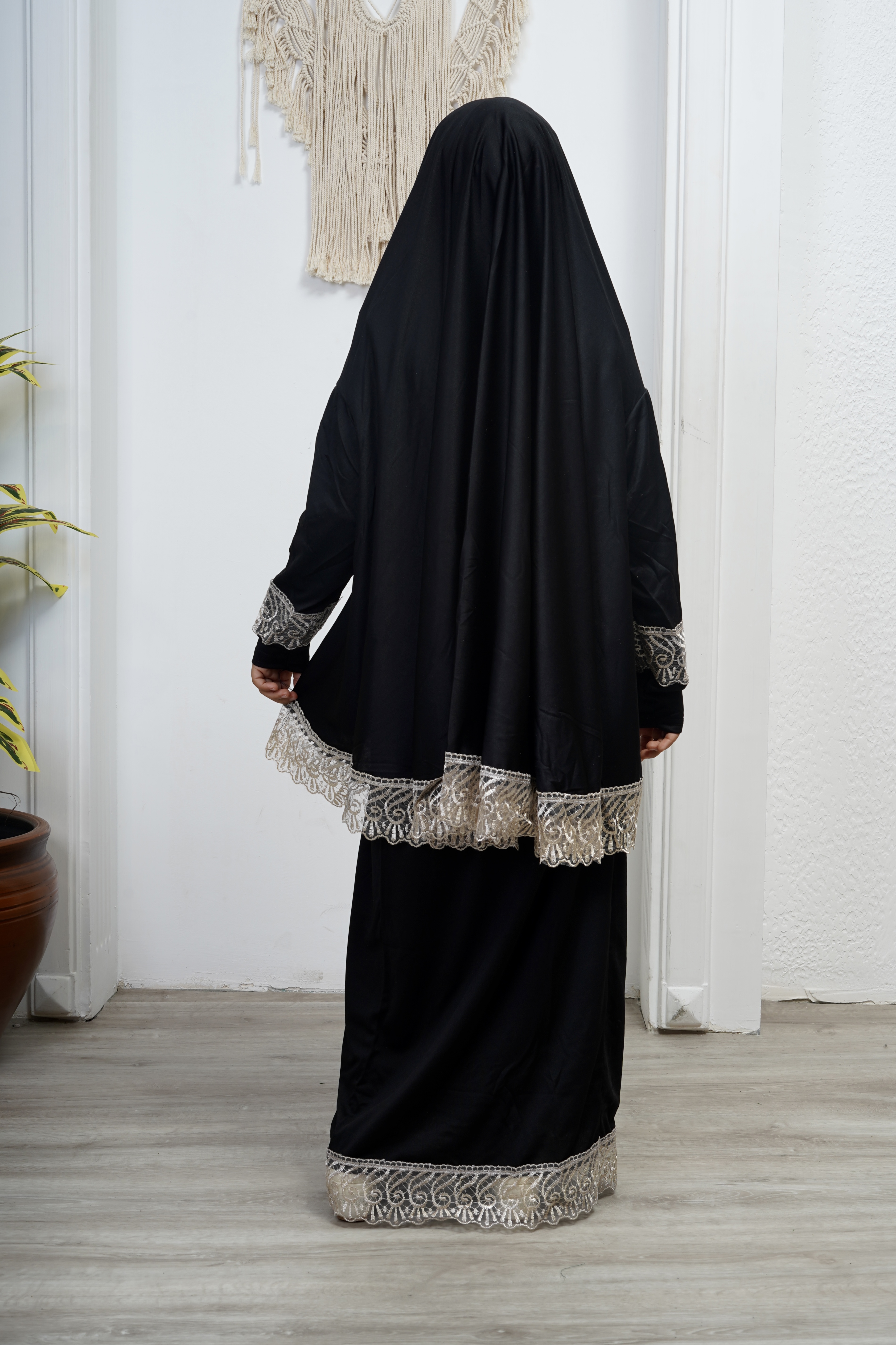 Çocuk Genç başörtülü etekli namaz elbisesi