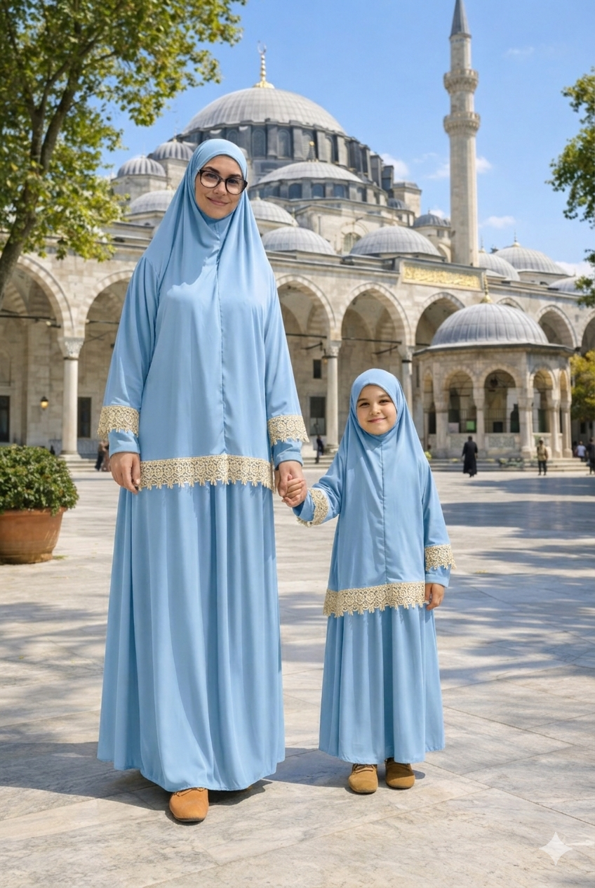 Anne kız etekli namaz takım 
